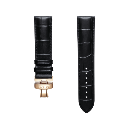 Schwarzes leder-armband 22mm
